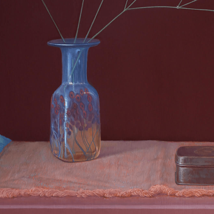 Detail of Oil painting Baby's Breath in a Glass Vase by John Hansen Artist