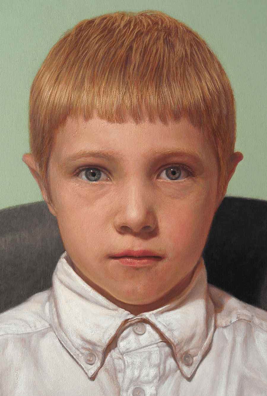Detail of Oil painting Boy with a CD by John Hansen Artist