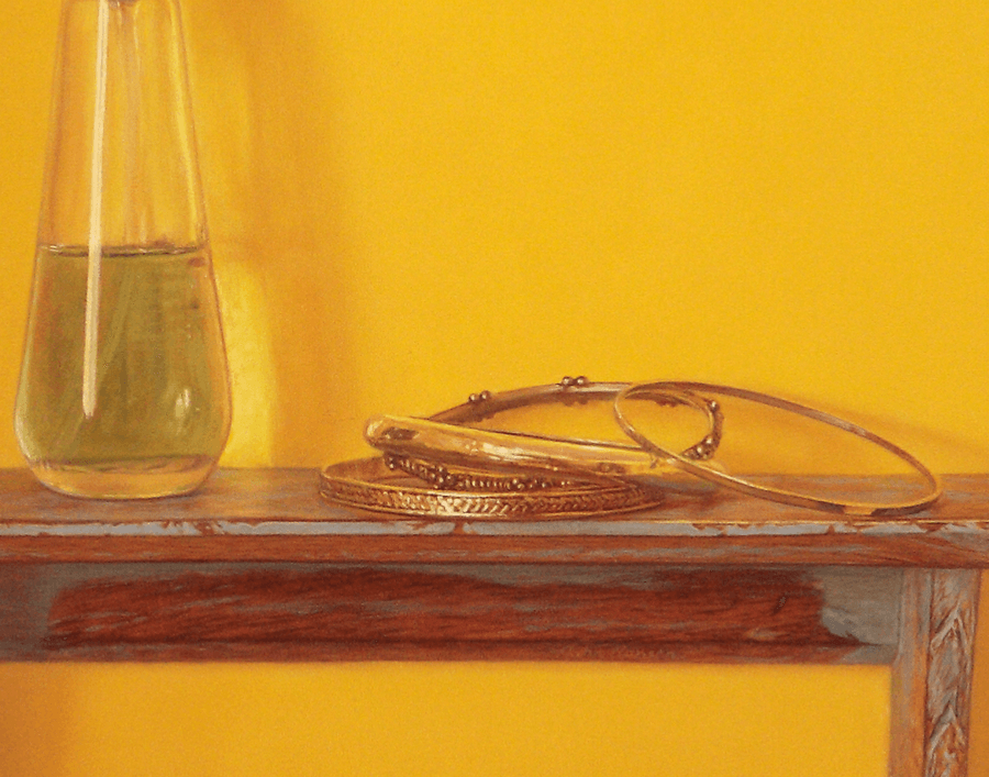 Detail of Oil painting Bracelets on Shelf by John Hansen Artist