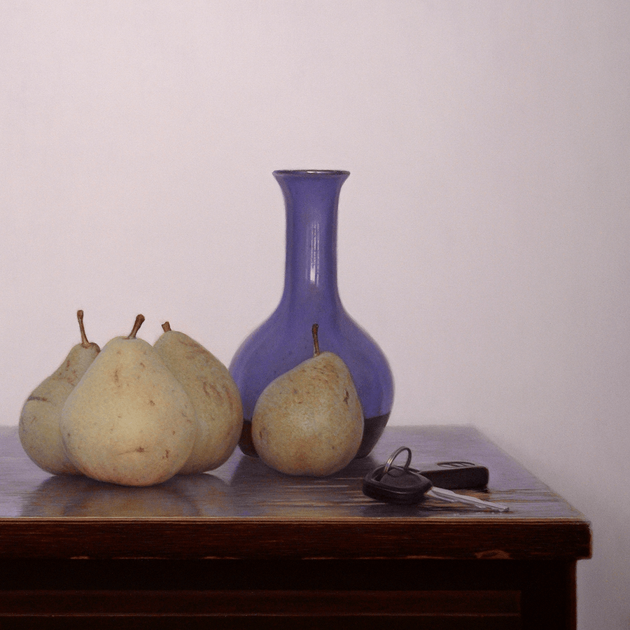 Detail of Oil painting Pears on a Table by John Hansen Artist